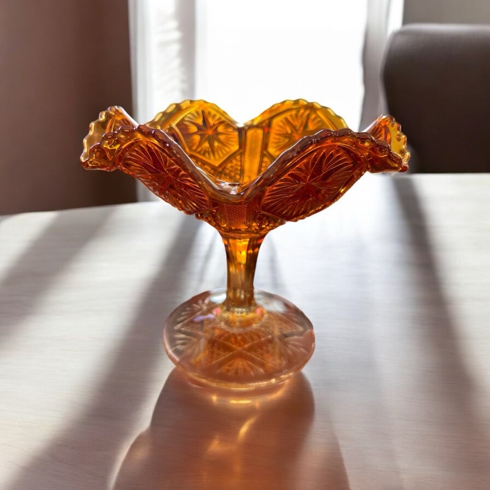 Vintage Imperial Carnival Glass
Star and File Compote Pedestal